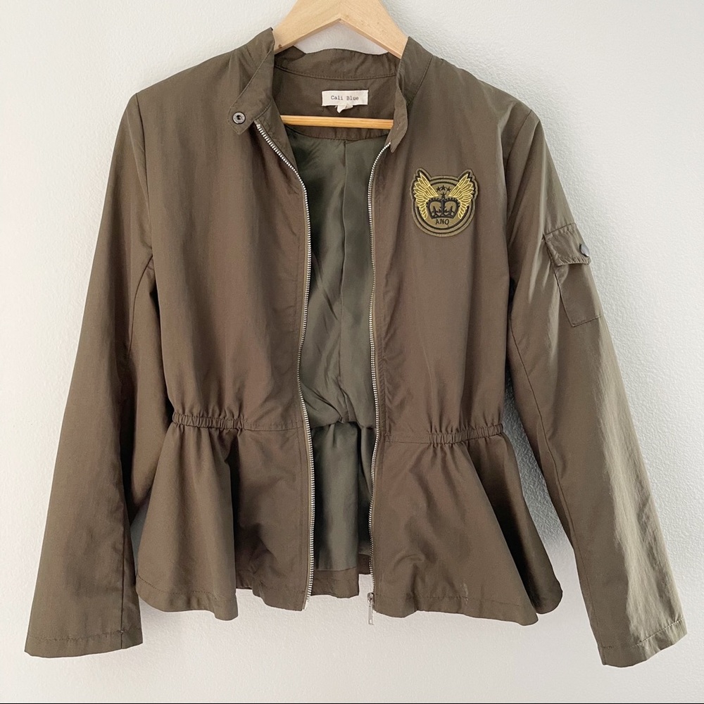 Cali Blue Olive Dark Green Military Jacket Medium